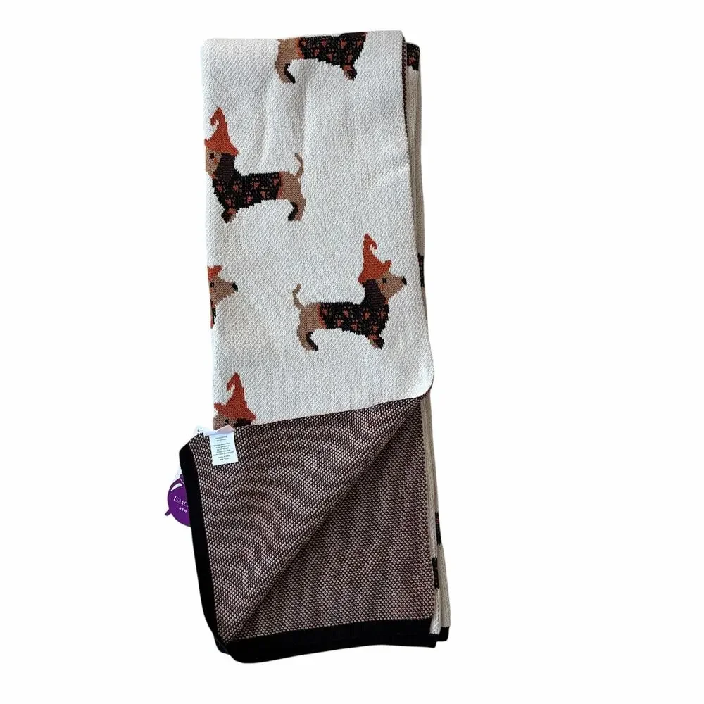 Isaac Mizrahi Dachschund Throw 50x70 Cute Halloween Dog Blanket NEW